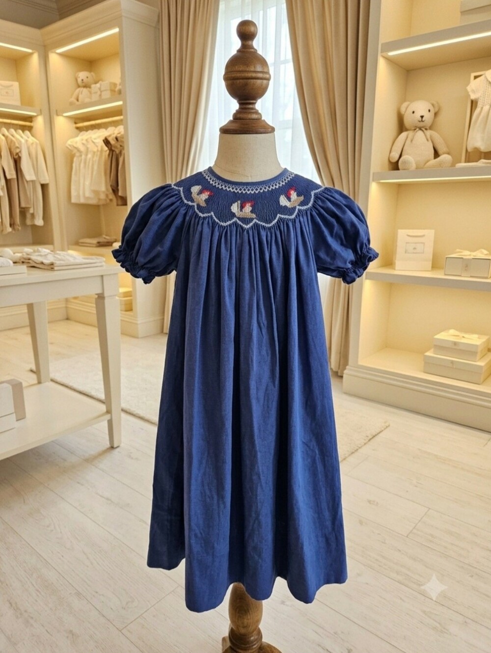 Rosalina Vintage 2004 Navy Black Microcheck Sailboat Smocked Dress Sz 6Y